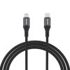 Kabeļa kabelis ar pinumu l3cl usb -c - zibens 30w 2m - melns