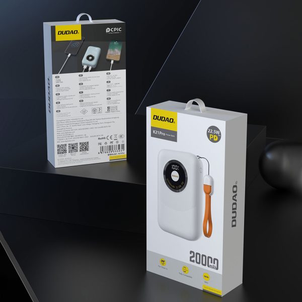 PowerBank K21Pro Mini 20000MAH 22.5W - balts