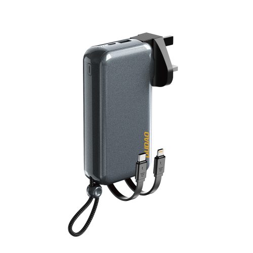 2in1 tīkla lādētājs uk ASV ES + PowerBank 1000MAH USB-C USB-A-GRAY