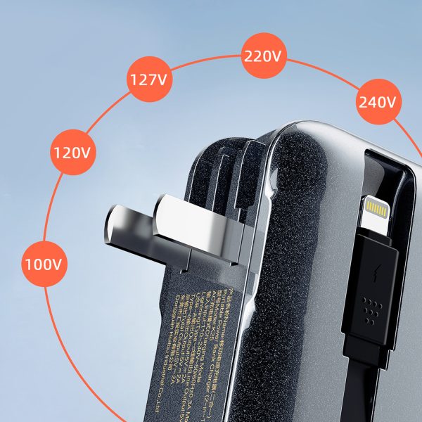 2in1 tīkla lādētājs uk ASV ES + PowerBank 1000MAH USB-C USB-A-GRAY
