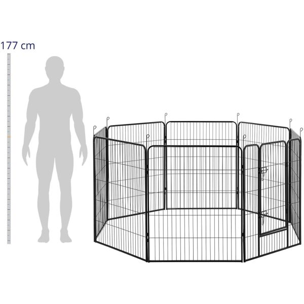 10280424-2 Playpen farrod przeciej kucēniem ar vārtiem ar augstumu 100 cm 8 segmentus