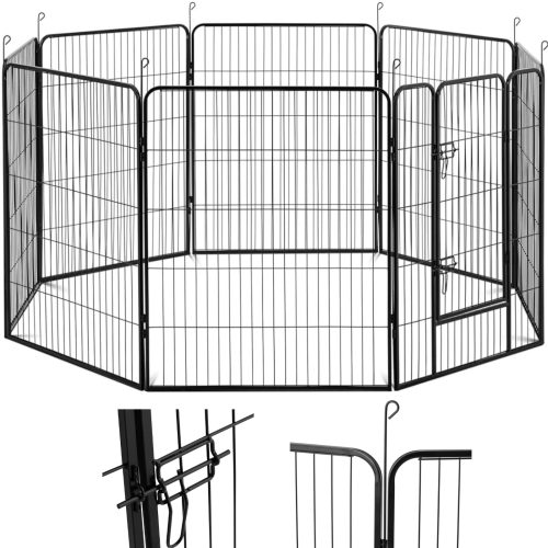 Playpen farrod przeciej kucēniem ar vārtiem ar augstumu 100 cm 8 segmentus