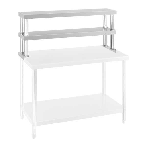 Regulējami tērauda plaukti virtuves darba galdam, platums 120 cm