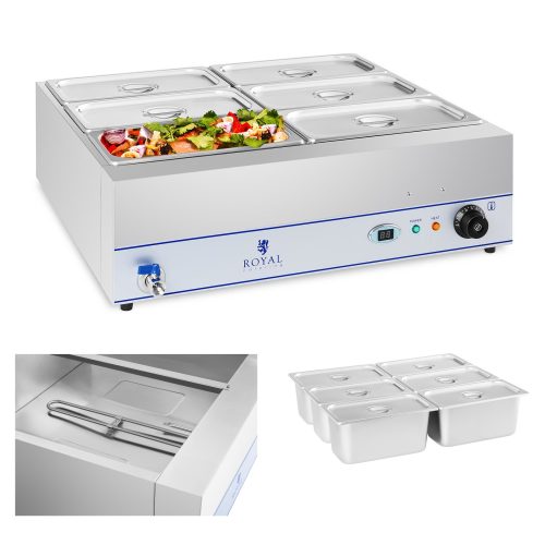 Bemar ūdens sildītājs ar krānu 6 x GN 1/3 2000W 230V Karaliskā ēdināšana