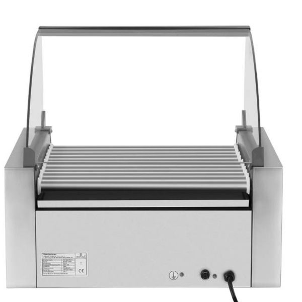 Rullīšu rullīšu grils ar vairogu un apkures atvilktni ruļļiem 20 hotdog 2600W 230V Royal Catering Desages