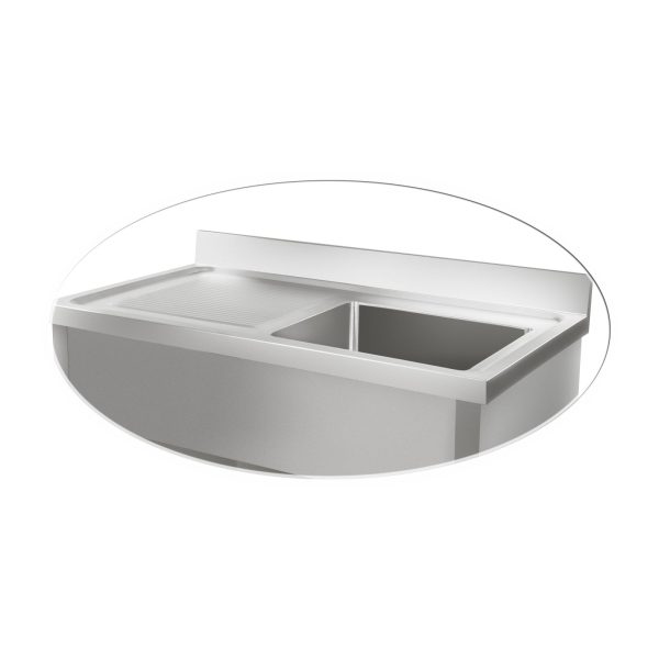 Nerūsējošā tērauda izlietne virtuvei, baseins, platums 120 cm