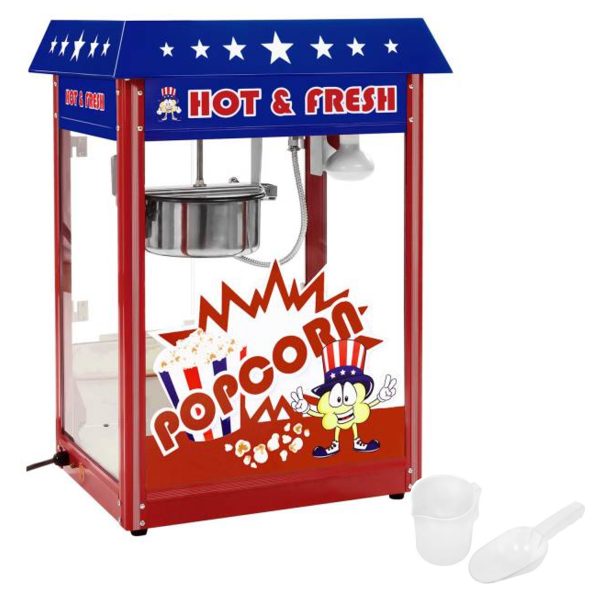 Popkorna mašīna ar zilu teflona 1600W jumtu