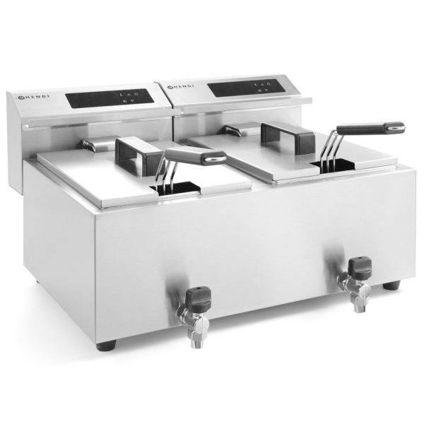 Fritēšanas ierīce ar digitālo paneli Mastercook ar krānu 2x8L 2x3500W