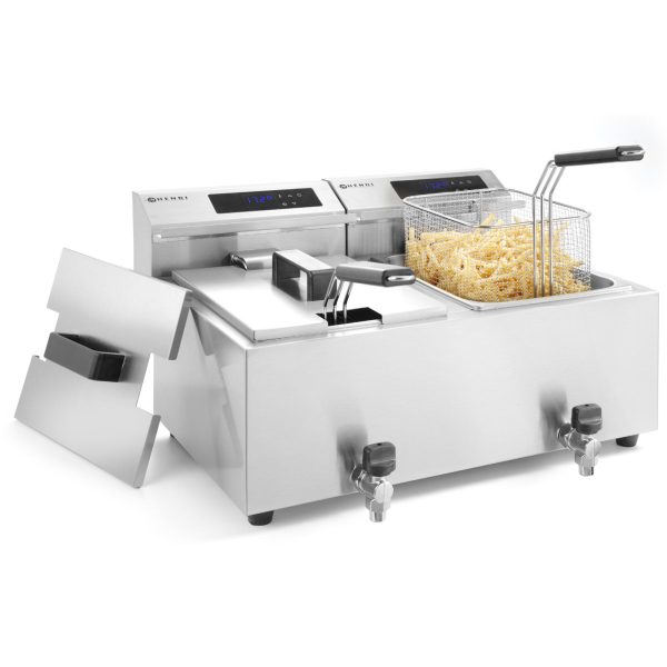 Fritēšanas ierīce ar digitālo paneli Mastercook ar krānu 2x8L 2x3500W