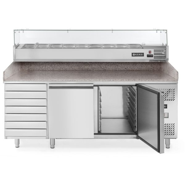 2 -DOOR PIZZA saldēšanas galds ar 7 atvilktņu granīta countertop platumu 202cm - Hendi 232842