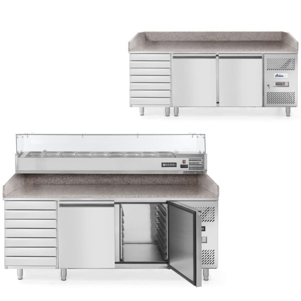 2 -DOOR PIZZA saldēšanas galds ar 7 atvilktņu granīta countertop platumu 202cm - Hendi 232842