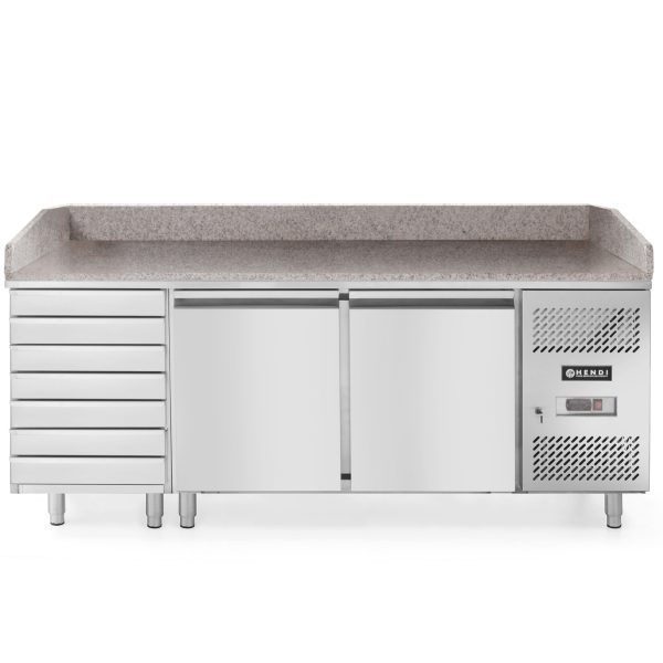 2 -DOOR PIZZA saldēšanas galds ar 7 atvilktņu granīta countertop platumu 202cm - Hendi 232842