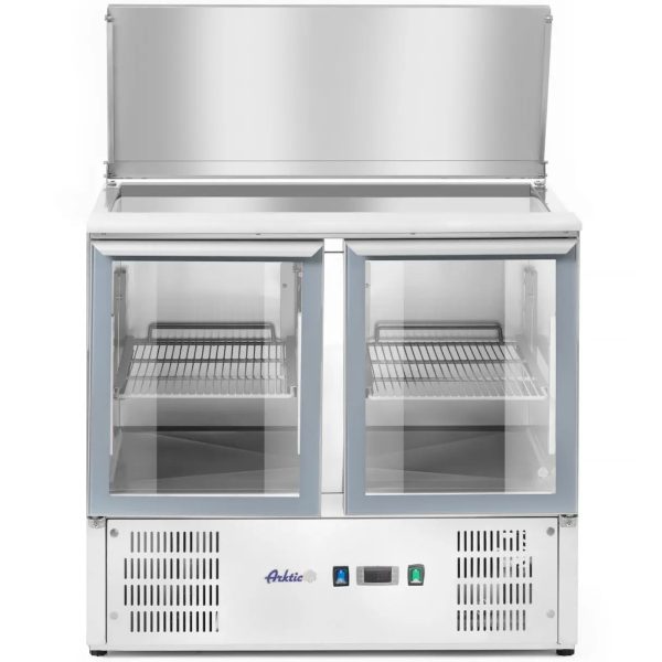 2 -durvju stiklotu salātu galds ar vāku 2X GN1/1 3x GN1/6 247 L - Hendi 236246
