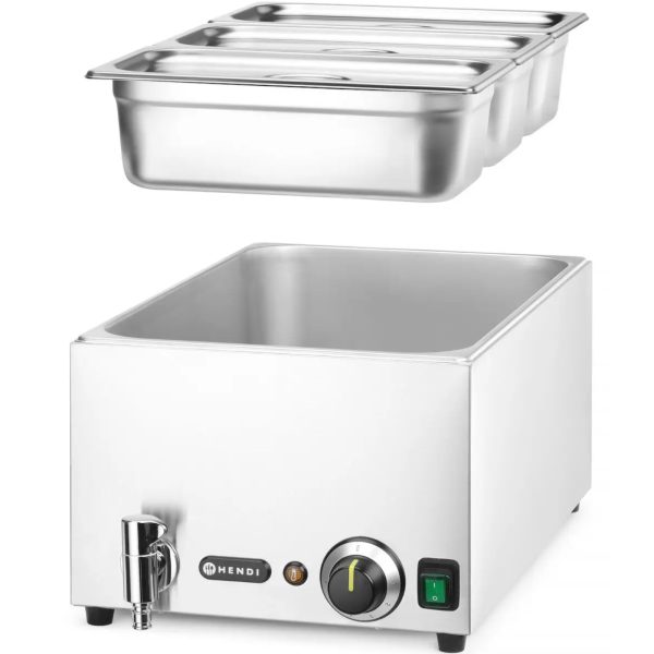 BEMAR sildītājs traukiem ar 3x GN 1/3 100 mm krānu ar 1000 W vāku