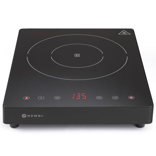 Pārnēsājama indukcijas plīts ar skārienpaneli 1 melnas līnijas sildīšanas lauks 22 cm 2000 W - Hendi 239391