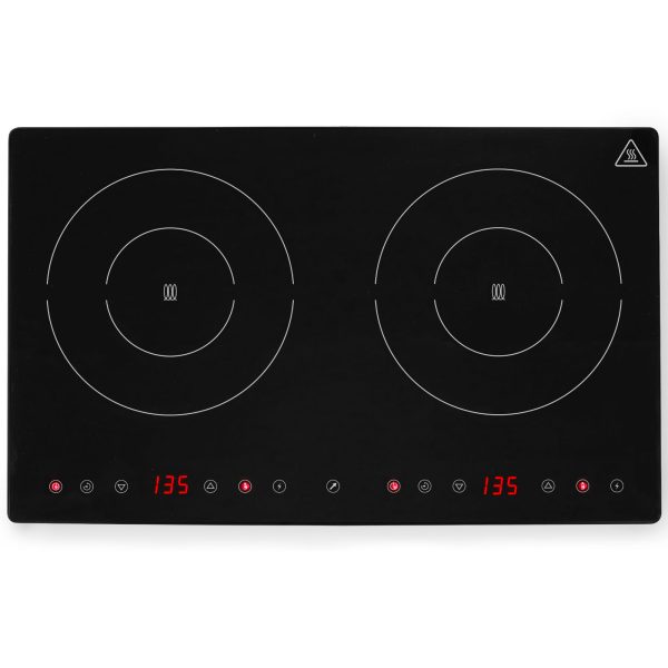 Indukcijas virtuve ar skārienpaneli 2 Melnās līnijas sildīšanas lauki Diametrs 22 cm 3500 W - Hendi 239414
