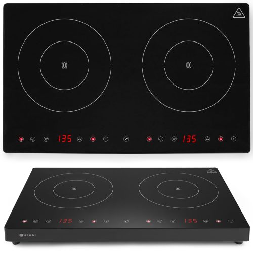 Indukcijas virtuve ar skārienpaneli 2 Melnās līnijas sildīšanas lauki Diametrs 22 cm 3500 W - Hendi 239414