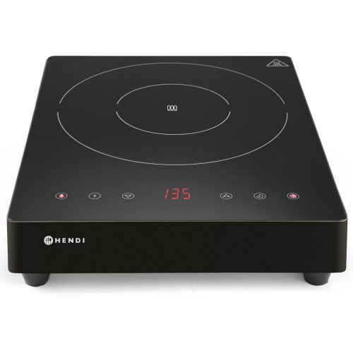 Pārnēsājama indukcijas plīts ar skārienpaneli 1 melnas līnijas sildīšanas lauks 28 cm 3500 W - Hendi 239421