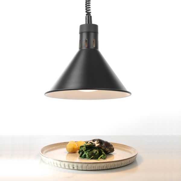 Lukturis sildīšanai traukos - piekārtā koniska melna diametrs 275mm 250 W - Hendi 273845