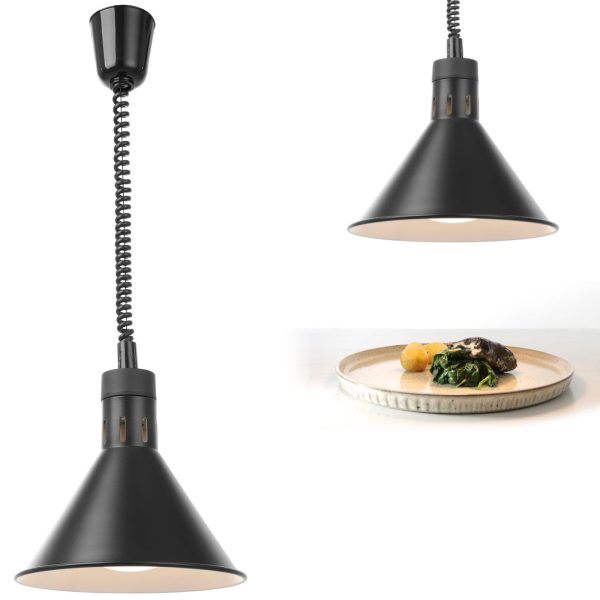Lukturis sildīšanai traukos - piekārtā koniska melna diametrs 275mm 250 W - Hendi 273845