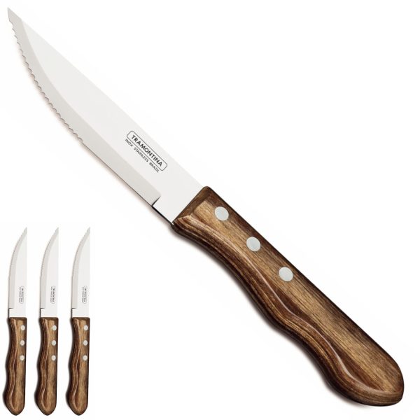 Nažu komplekts steikiem ar koka churrasco jumbo rokturi 4 gab. 255 mm