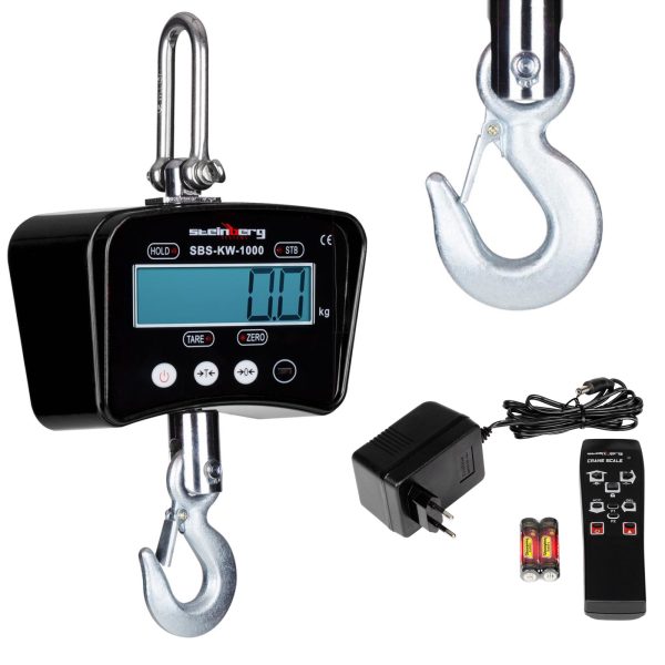 Āķa bada skalas ar tālvadības pulti līdz 1 tonnai 1t LCD melna