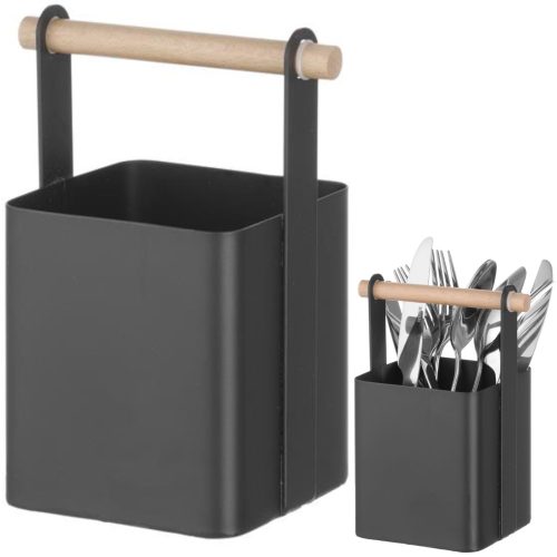 Organizatora galda grozs galda piederumiem ar koka rokturi 14x10.5x19 cm - Hendi 427064