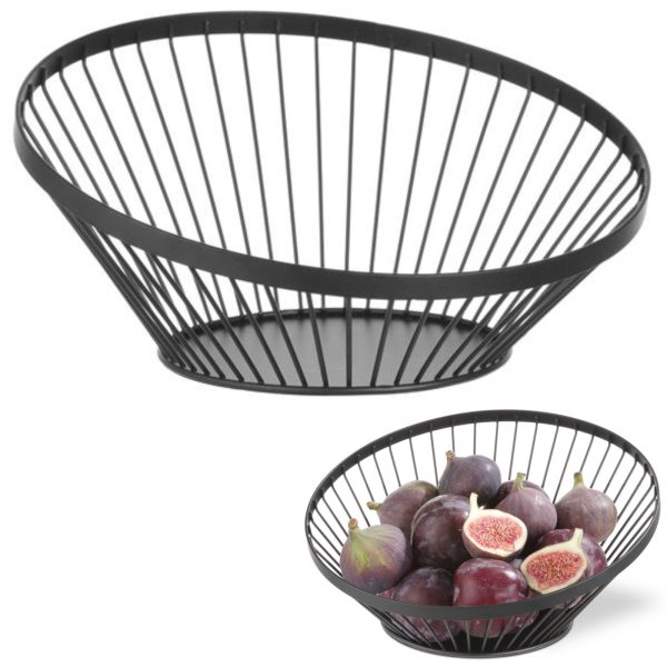 Melna stiepļu bļodas grozs Melni augļi ar matētu pārklājuma diametru 280 mm - Hendi 427088