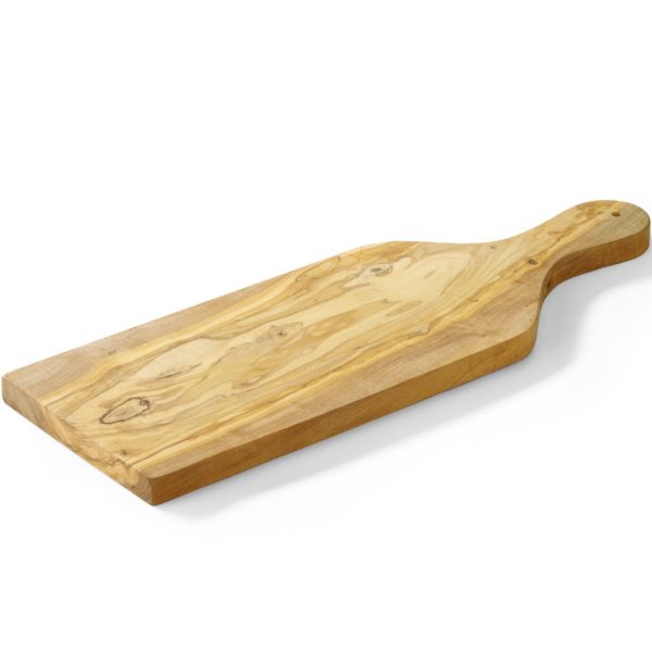 Olīvu koka pasniegšanas dēlis ar 400 x 140 x 18 mm rokturi - Hendi 505250