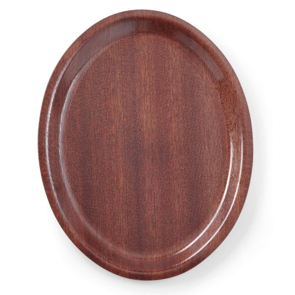 Non -slip koka viesmīles paplāte - Ovāls 20x26.5cm