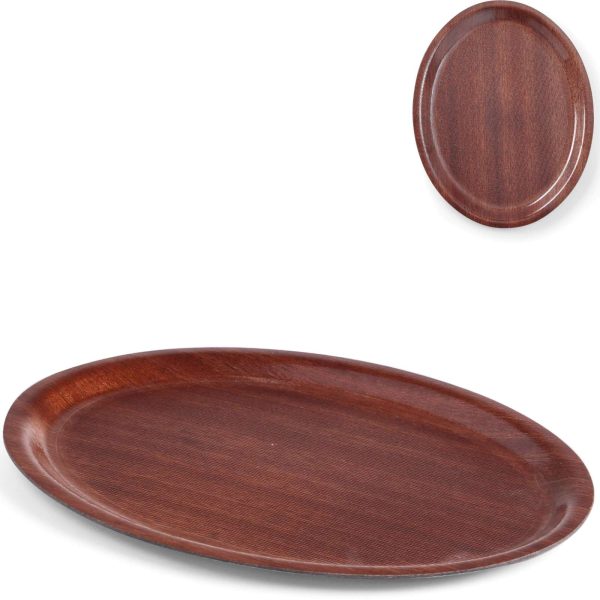 Non -slip koka viesmīles paplāte - Ovāls 23x16cm