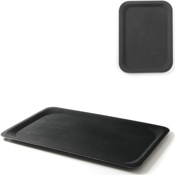 Anti -slip taisnstūra viesmīles paplāte 20x28cm - melns