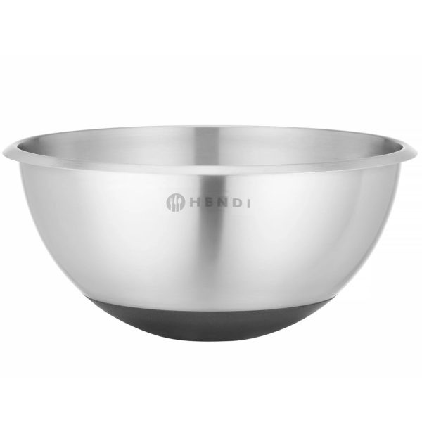 Tērauda virtuves bļoda ar silikona pamatni un mērinstrumentu 3 l. 265 x 125 mm