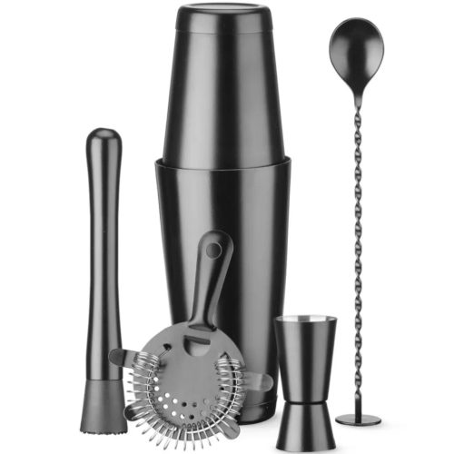 Bārmeņu komplekts Shaker Jigger Sitko Muddler Spoon - Melnā krāsā