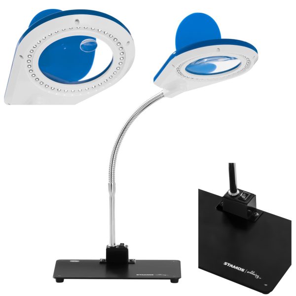 LED darbvirsmas lampa ar 5x/10x lielisku stiklu - zilu