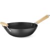 WOK no oglekļa tērauda ar koka rokturiem 324 mm diametrs