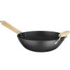 WOK no oglekļa tērauda ar koka rokturiem 324 mm diametrs