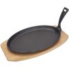 Čuguna šķīvis ar koka rokturi karsts 280 x 140 mm plāksne