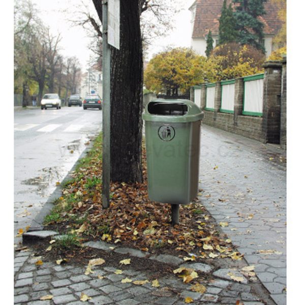 Ielas atkritumu tvertne, pilsētas atkritumu konteiners, stiprināma pie staba vai sienas, DIN 50L - zaļa