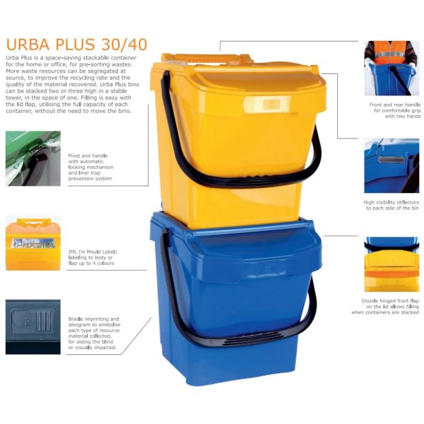 URBA PLUS 40 litru atkritumu šķirošanas tvertne - zila