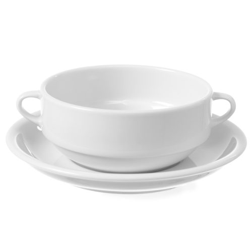 Porcelāna buljona baltais optima 380 ml komplekts 12 gab. - Hendi 770924