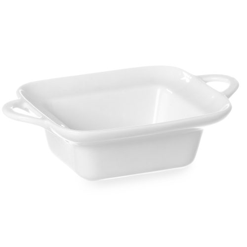 Taisnstūra cepšanas šķīvis ar ausīm 100x140x45mm balts porcelāns - Hendi 784105