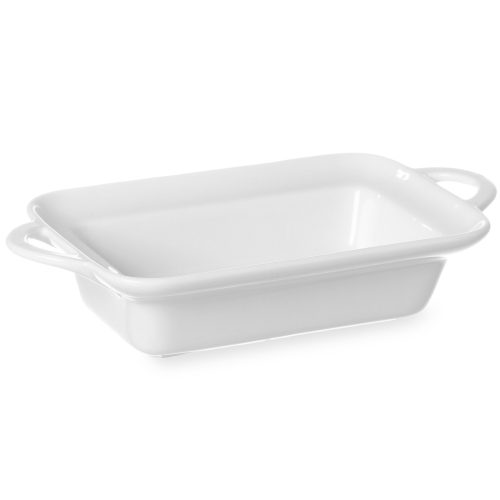 Taisnstūra cepšanas šķīvis ar ausīm 260x185x55mm balts porcelāns - Hendi 784129