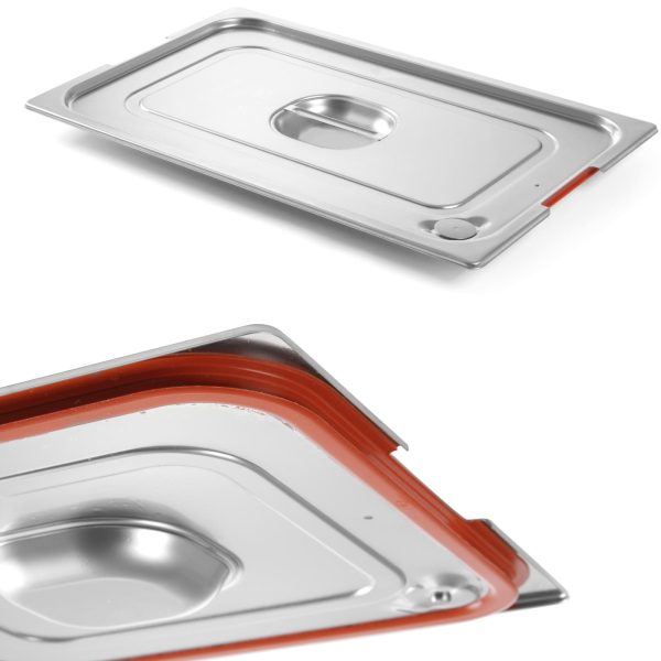 GN PROFI līnijas vāks ar silikona blīvi un izgriezts GN2/3 354x325mm STAL - Hendi 804315 rokturi