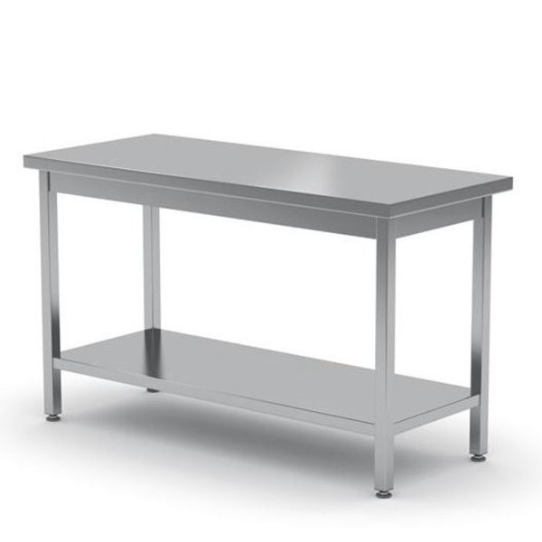 Centrālā tērauda darba virsmas galds ar 120x60cm plauktu - Hendi 811528