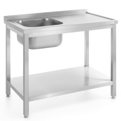 Galda darba augšdaļa gastronomijas vološana ar izlietni un savīti plaukts 80x60x85 cm pa kreisi - Hendi 812495