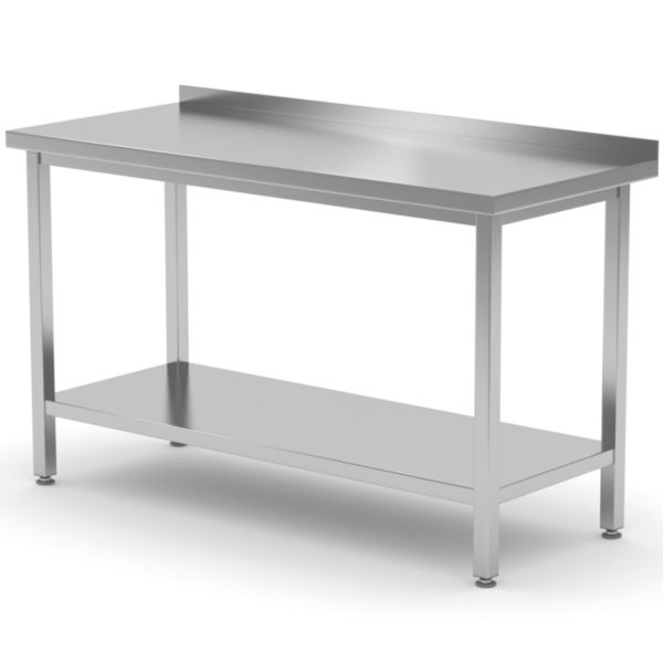 Sienas gastronomiskais galds ar malu un plauktu 180x70x85 cm - Hendi 812761