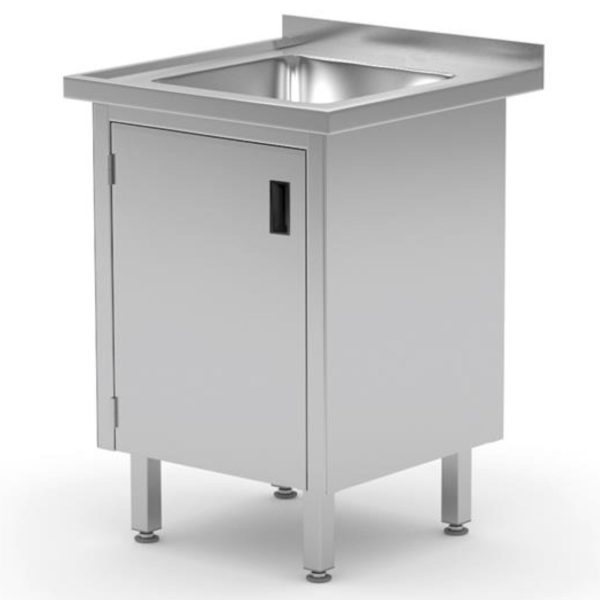 Gastronomijas darba izlietne ar skapi ar eņģu durvju metinātu 50x60x85 cm - Hendi 813492