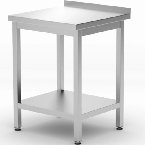 Sienas darba virsmas galds ar budžeta līnijas tērauda malu 600 x 600 x 850 mm plaukts - Hendi 817223