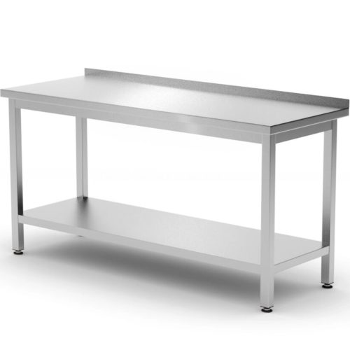 Sienas darba virsmas galds ar budžeta līnijas plaukta tērauda malu 1200 x 600 x 850 mm - Hendi 817285